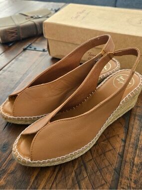 Toni Pons Laila-P Tan Leather Espadrille Wedge Slingback